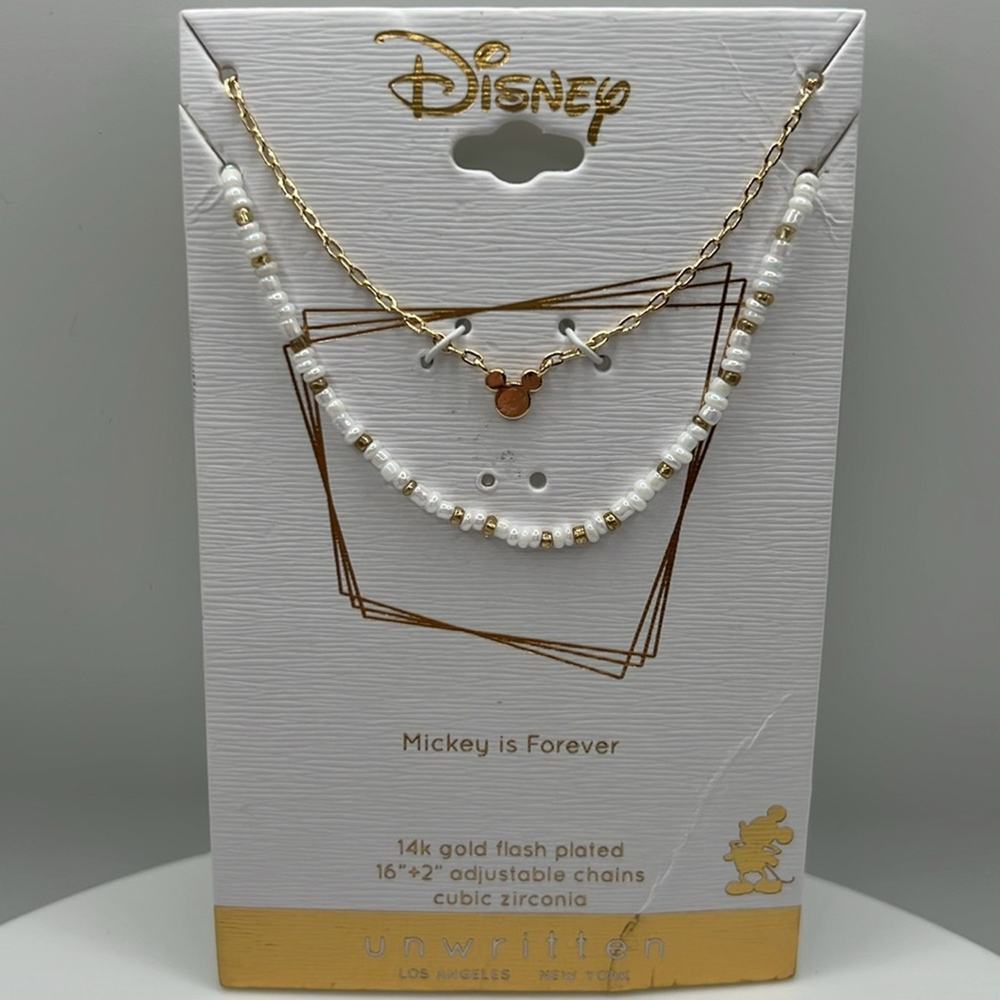 Unwritten 14k Gold Flash Plated Mickey is Forever Necklace Set 16” + 2” Extender